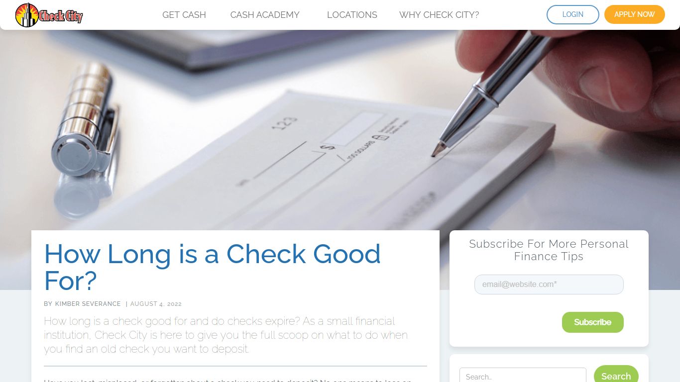 How Long is a Check Good For? | Check City